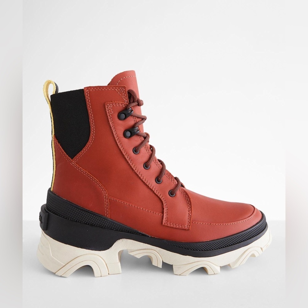 Sorel Brex Warp Red Black Waterproof Lace Up Bootie sz 9 - Picture 11 of 12